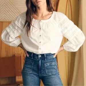 Faherty Enna Lace Inset Organic Cotton Top